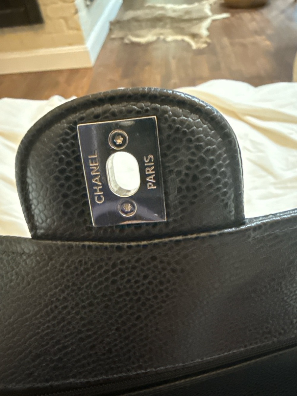 Chanel Classic Flap Medium Black Caviar leather Silver HW Authentic Iconic - Picture 7 of 14
